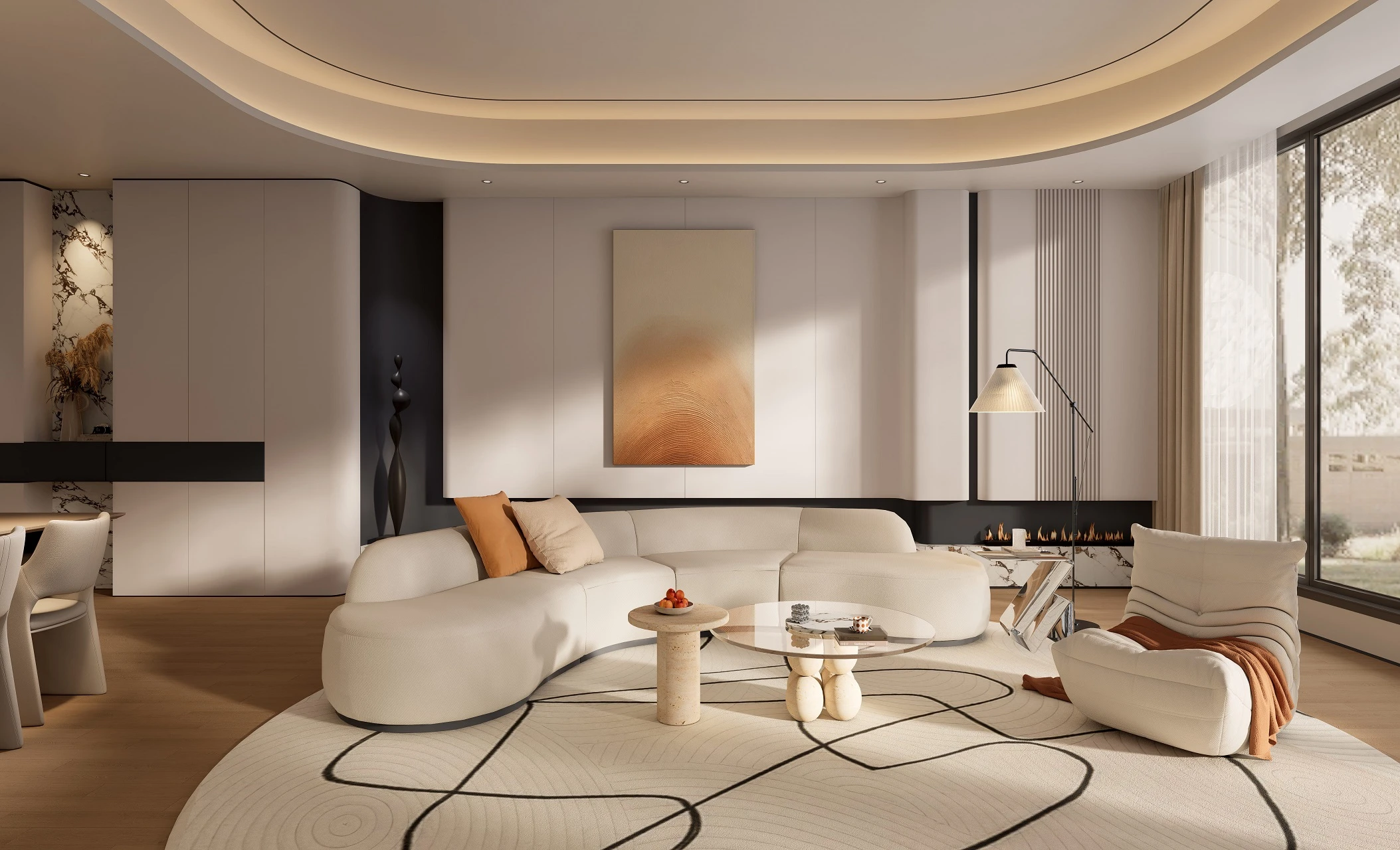 Cream-Toned Living Room